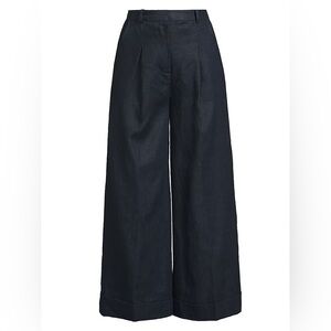 FARM RIO Size Medium Wide-Leg Black Linen Pants